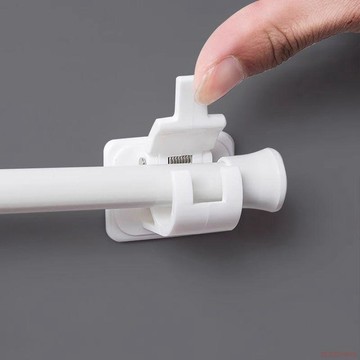 桃園出貨✨粘貼式杆夾免打孔窗簾杆固定器橫杆門簾杆掛夾掛鉤支架伸縮杆夾子