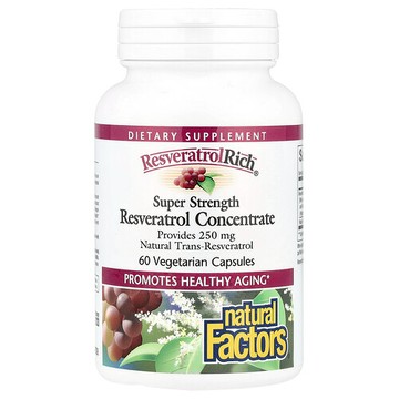 Natural Factors, ResveratrolRich®，濃縮白藜蘆醇，特強型，60 粒素食膠囊