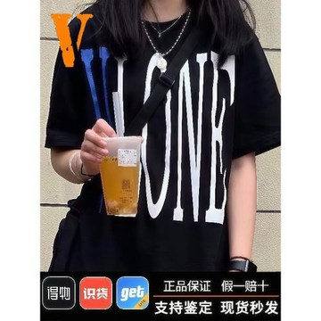 長期有正品Vlone短袖 大V街頭寬松男女情侶王一博同款美式短袖潮