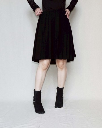 南瓜Vintage。JOHN LAWRENCE SULLIVAN 黑色 羊毛 百褶裙