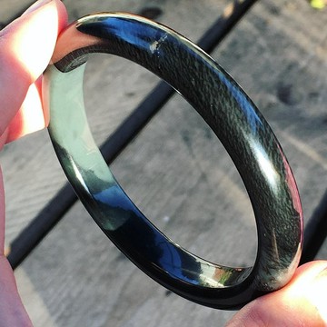 【Lost and find】半半 水草花紋 墨色 湖水綠 和田玉 手鐲 63.6