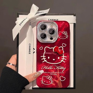 蝴蝶結凱蒂貓適用蘋果16promax手機殼新款iphone15pro保護套新年14pro全包防摔13可愛簡約12高級感16plus女潮