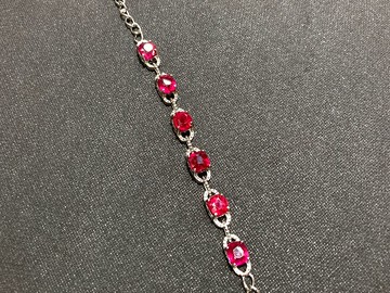 天然 紅寶石 手鍊 印度製 925純銀 手工製