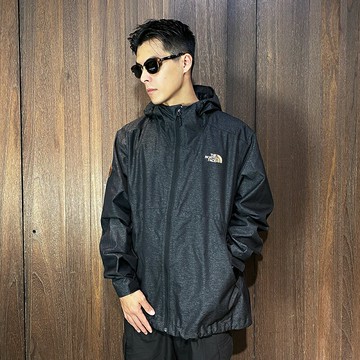 美國百分百【全新真品】THE NORTH FACE 防風外套 男款 TNF 保暖 logo 連帽 夾克 黑金 AC21