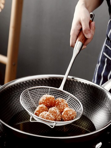 onlycook 304不銹鋼大漏網勺廚房油炸撈面漏勺過濾網撈勺神器笊籬