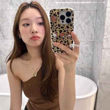 由里公園ins韓系小眾少女時髦豹紋貓咪15適用16pro蘋果16ProMax手機殼iPhone16全包12軟14Promax防摔保護套13