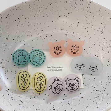 ▪NANA▪Y15 日韓流行時尚 S925 銀針 可愛 小熊 無尾熊 花朵 甜美耳飾 耳環 耳針