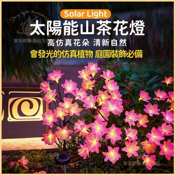 隔日到貨🌳太陽能山茶花燈 仿真花地插燈 庭園裝飾燈 戶外防水花园草坪燈 LED光纖花燈 地插燈 庭院裝飾燈