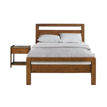 IHouse-尚野 實木單大3.5尺(可調式床台+床頭櫃)-房間2件組柚木色