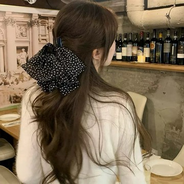 台灣現貨【梅子醬】 2026新品 法式復古马尾夹 波點蝴蝶結抓夾 小號鯊魚夾 半扎髮夾 氣質低馬尾抓夾頭飾88-0184