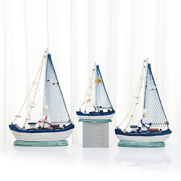 地中海帆船模型桌面擺件工藝船貝殼船家居客廳餐廳擺設裝飾品禮品