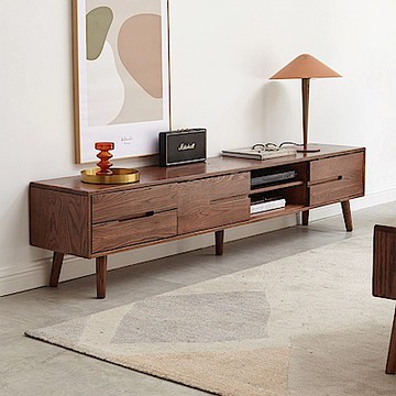 hoi! 源氏木語柏林胡桃色橡木2.2M雙門雙抽電視櫃 H83N03 (H014305016)