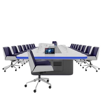 現代科技感無紙化會議桌長桌智能中控升降器顯示屏會議系統辦公桌[DD030109]