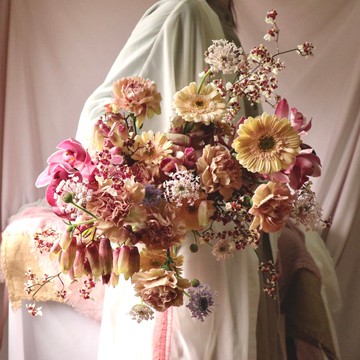 客製鮮花捧花 新娘捧花(復古色調)