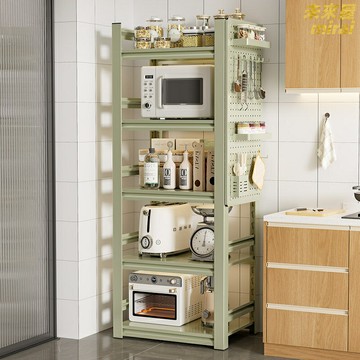 【廚房擴容神器】置物架 收納架 貨架 廚房架 微波爐架 落地多層 承重穩固 免打孔安裝 家用廚房收納 鍋具烤箱收納