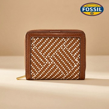 【FOSSIL 官方旗艦館】Logan 迷你多功能真皮質感短夾-馬鞍紋編織 SL10108994