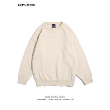 BOYUE帛躍冬季內穿長袖圓領純色毛衣男女簡約時尚寬松打底針織衫