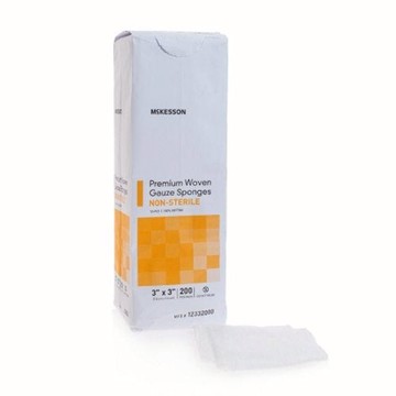 Gauze Sponge McKesson Woven Cotton 12Ply 3 X 3 Inch Square NonSterile 200 Count by McKesson