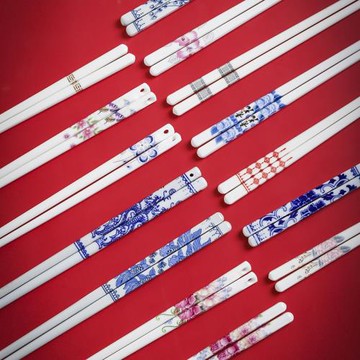10雙陶瓷筷子耐高溫防霉家用防滑景德鎮家庭裝禮品瓷筷公筷