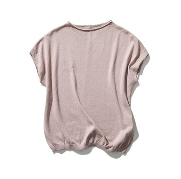 隨興穿著卻不失時髦感的夏日針織衫 薄款 純棉100% 淺紫色 230602-4