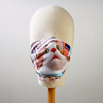 1片salu布口罩，銀色貓紋，5層，防塵，防塵