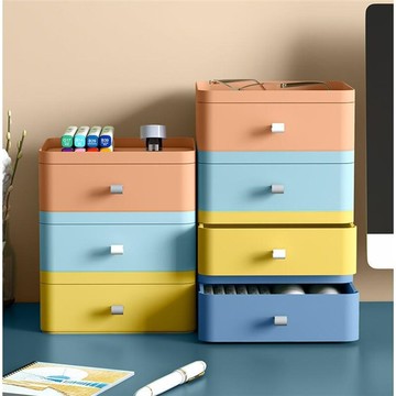抽屜式可疊加桌面收納盒化妝品置物架辦公室學生整理儲物扣箱藏箱