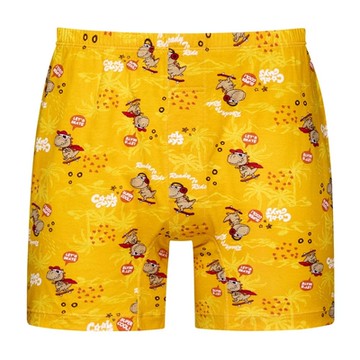 DADADO-滑向朱羅紀 M-3L印花四角男內褲(黃) 天然絲光棉-吸濕排汗-GHQ320YE