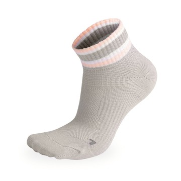 FootSpa足弓加強運動機能短襪-橫條 - M駝粉