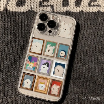 九宮格淩亂小狗適用iphone17/16/15/14蘋果13/12/11手機殻軟殻全包
