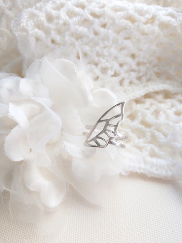 鏤空蝴蝶翅膀 純銀開合戒