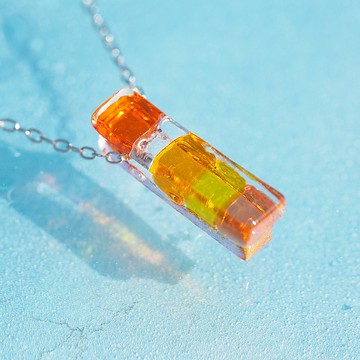 Tile Glass (Tile【Orange】) 鍊子項鍊【可選棉繩、Silver 925】【接單製作】