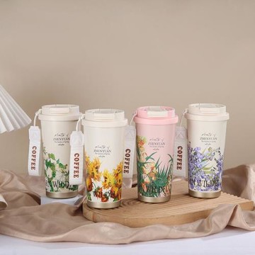 2024新款女生飲雙保溫杯高顏值不銹鋼咖啡杯大容量吸管水 杯批發