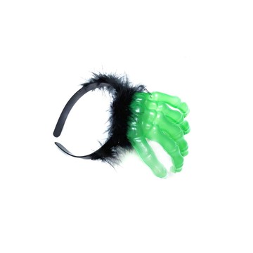 萬聖派對變裝 鬼手鬼爪毛毛髮箍 節慶裝扮 夜光  1個  黑色 + 綠色