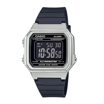 CASIO 卡西歐 復古機能電子錶 橡膠錶帶 星空銀 自動月曆 生活防水 (W-217HM-7B)