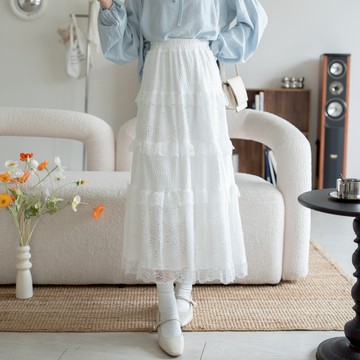 疊穿女孩的蕾絲緹花蛋糕長裙 SA828202【現貨】