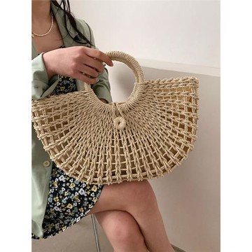草編包包女小眾2024新款單肩斜挎女包百搭泰國沙灘包手提菜籃子包