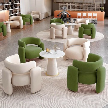 【台灣公司 可打統編】北歐休閑布藝沙發美容院休息區沙發酒店大堂餐廳輕奢餐桌椅組合 可開發票 全館六折 工廠現貨直銷 新品特價 c9111