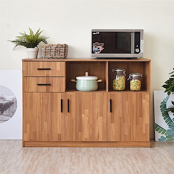 HOPMA家具 美背摩登三門二抽二格廚房櫃 台灣製造 電器櫥櫃 儲藏收納置物 微波爐櫃-寬119 x深40 x高82cm