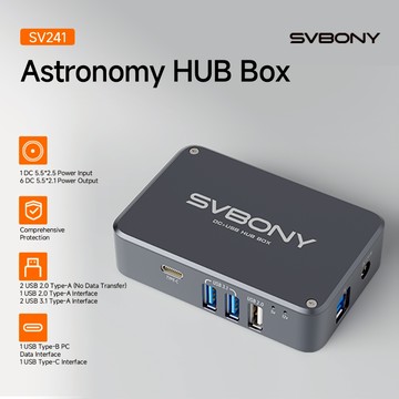 SVBONY SV241 便攜式天文袖珍 HUB Box USB & Type-C 多端口防止天文攝影短路綜合保護