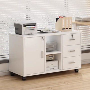 【匠俱】辦公室辦公櫃 置物邊櫃抽屜櫃 木質帶鎖矮櫃儲物櫃(收納櫃 儲物櫃+帶鎖+三抽一門)