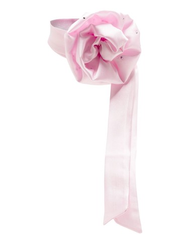 MANURI - floral-appliqué choker - women - Spandex/Elastane/Silk - One Size - Pink