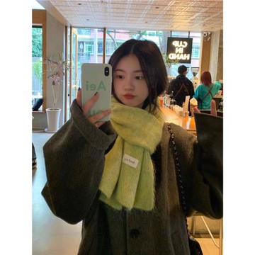 丁走走2025新款針織毛線圍巾女冬季韓版ins純色百搭學生保暖圍脖