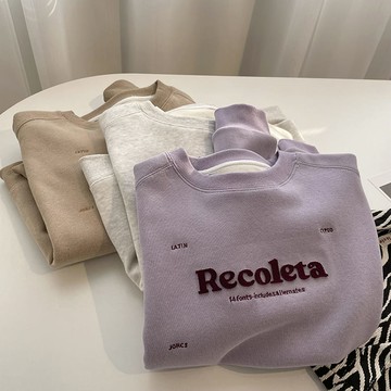 【missy shop】瑞秋日常加絨大學T-2217