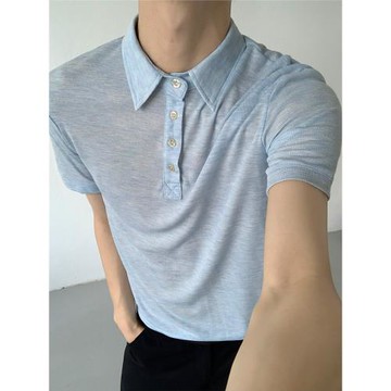 權一夏季涼感翻領polo衫男高級感短袖T恤韓版寬松慵懶ins半袖潮女