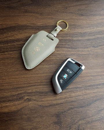法國山羊皮 BMW 刀峰 4 鍵車鑰匙皮套