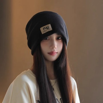 限時特賣中🎈慵懶堆堆帽子女四季款保暖大頭韓版冷帽百搭顯臉包頭ins時尚  保暖加厚加絨帽子 圍脖一體帽防風男女通用帽子