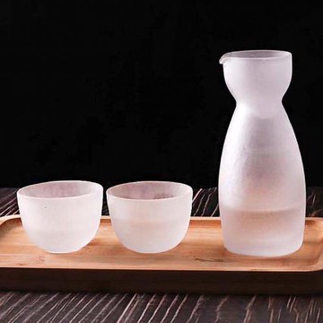 日式清酒壺套裝白酒分酒器小酒杯磨砂玻璃酒具日本清酒杯子分酒壺