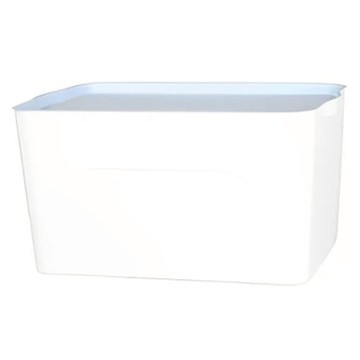 品屋 雅致桌面收納箱，可疊加附蓋收納箱，45L  小號(32 x 20.5 x 14cm)  藍色 + 白色  1組