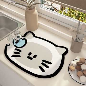 流汗小動物廚房易干瀝水墊家用餐具碗盤控水墊臺面免洗隔熱茶杯墊居家生活用品桌墊餐墊杯墊隔熱墊