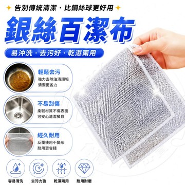 【台灣出貨】 廚房金屬絲 金屬鋼絲佈 銀絲洗碗佈 家用洗碗佈 雙面網格 網格抹布 不沾油廚房巾 百潔布 廚房百潔布 去污
